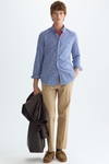 Gingham check poplin shirt