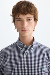 Gingham check poplin shirt