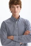 Gingham check poplin shirt