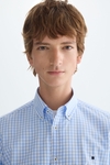 Gingham check poplin shirt