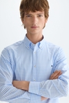 Gingham check poplin shirt