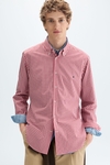 Gingham check poplin shirt