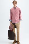 Gingham check poplin shirt