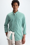 Gingham check poplin shirt