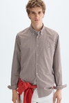 Gingham check poplin shirt