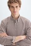 Gingham check poplin shirt