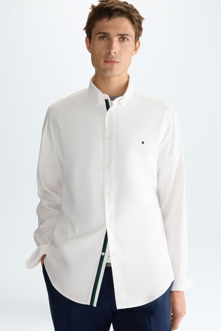 GROSGRAIN-TRIMMED OXFORD SHIRT