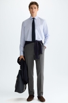 Spread collar striped poplin shirt