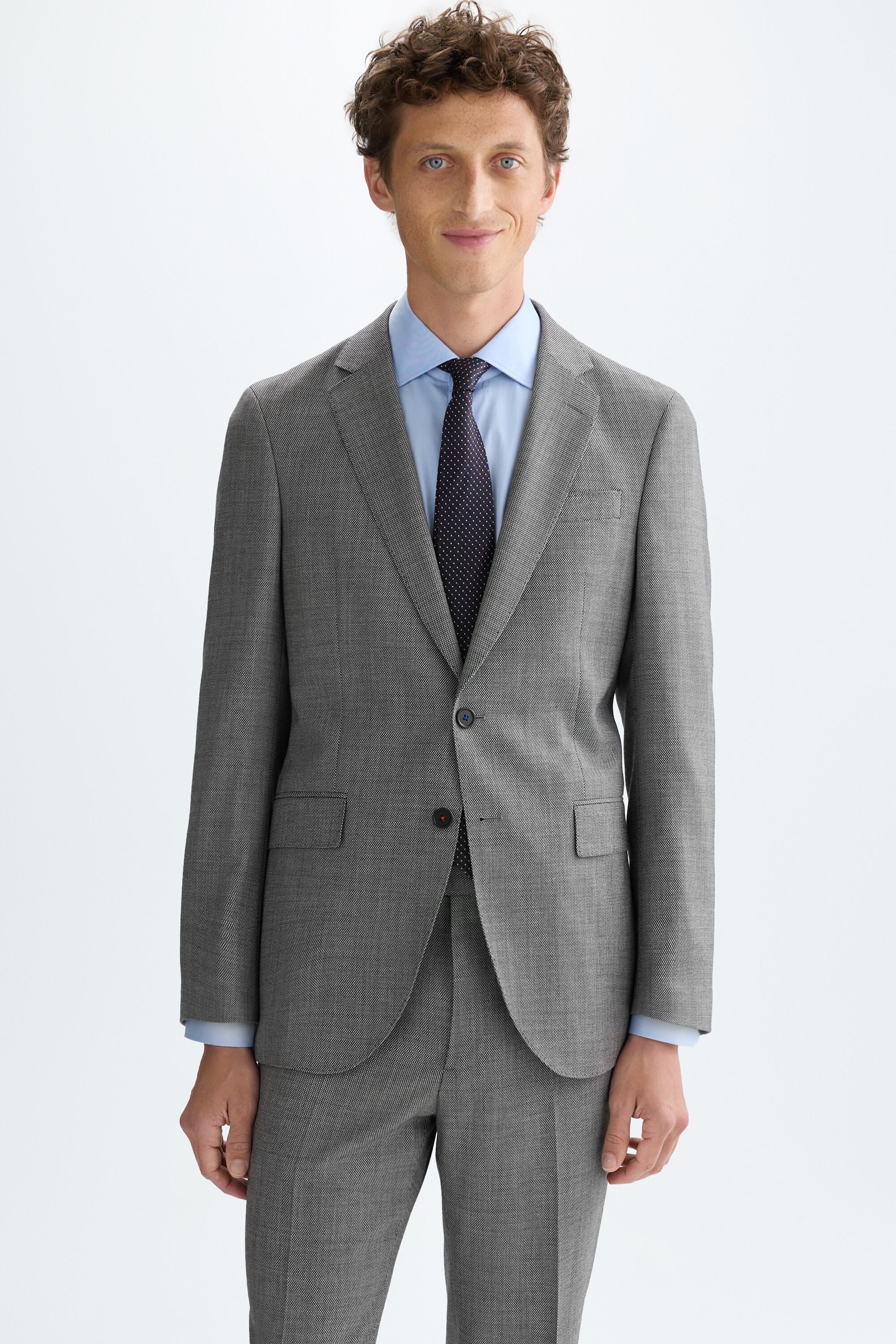 Wool bird's eye weave classic fit suit jacket