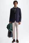 Cotton textured knit relaxed fit blazer