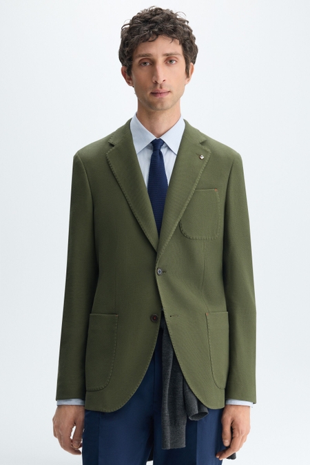COTTON TEXTURED KNIT RELAXED FIT BLAZER