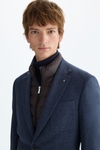 Cotton mottled zig-zag weave relaxed fit blazer