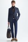 Cotton mottled zig-zag weave relaxed fit blazer