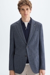 Cotton mottled zig-zag weave relaxed fit blazer