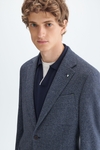 Cotton mottled zig-zag weave relaxed fit blazer
