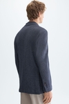 Cotton mottled zig-zag weave relaxed fit blazer