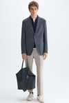 Cotton mottled zig-zag weave relaxed fit blazer
