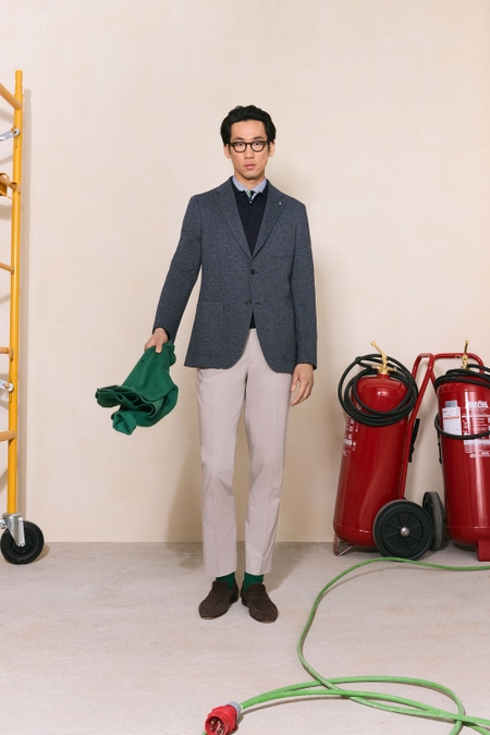 CHAQUETA RELAXED FIT SERRETA JASPEADA ALGODÓN