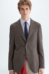 Cotton mottled zig-zag weave relaxed fit blazer