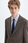 Cotton mottled zig-zag weave relaxed fit blazer