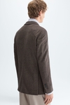 Cotton mottled zig-zag weave relaxed fit blazer