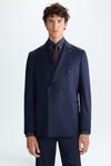 Chaqueta cruzada de traje classic fit sarga lana