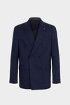 Wool twill double-breasted classic fit suit jacket