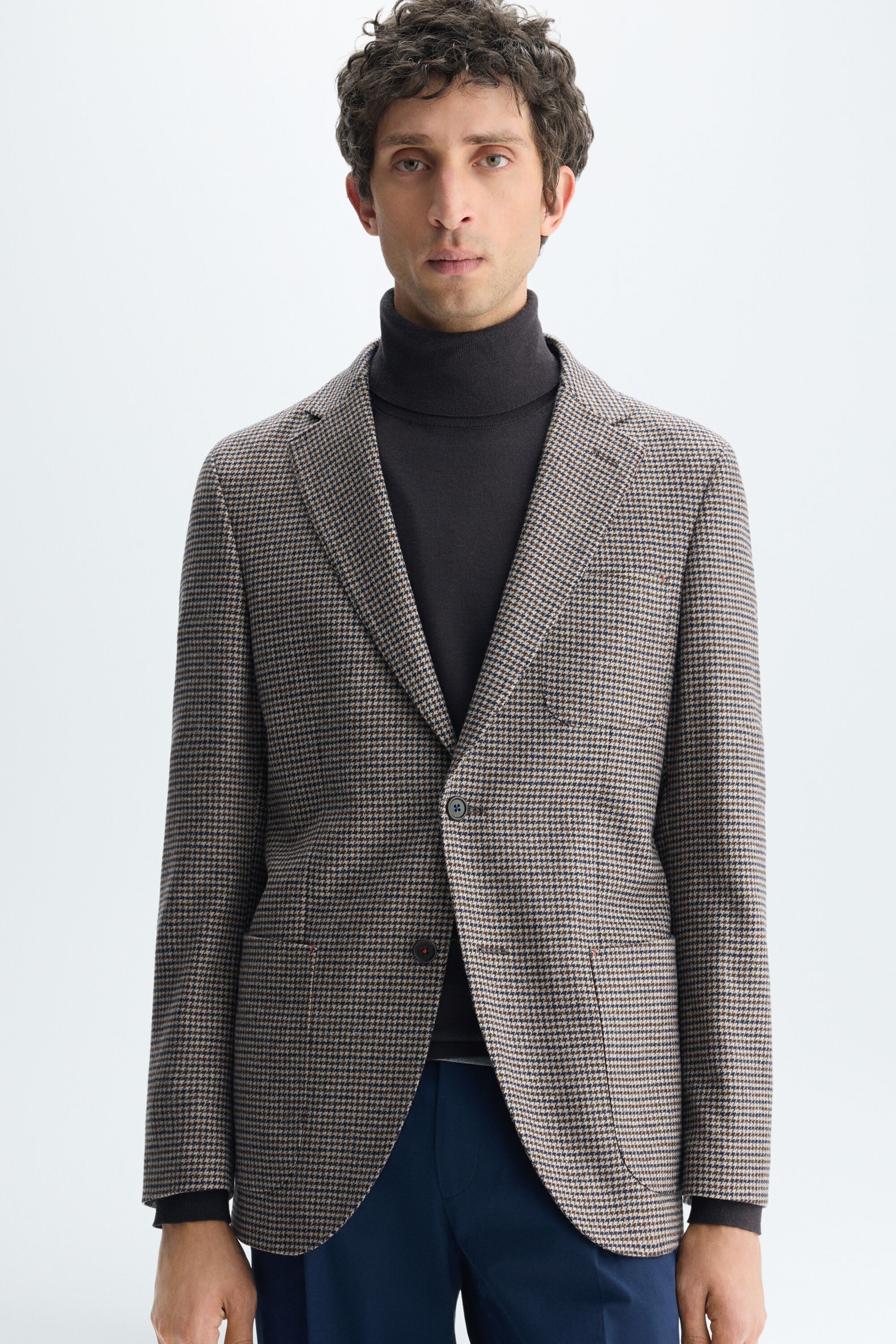 Houndstooth wool relaxed fit blazer