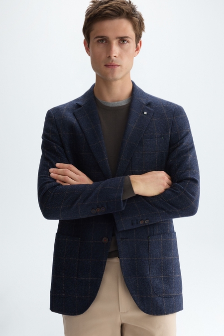 WINDOWPANE CHECK WOOL RELAXED FIT BLAZER