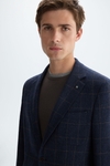 Windowpane check wool relaxed fit blazer