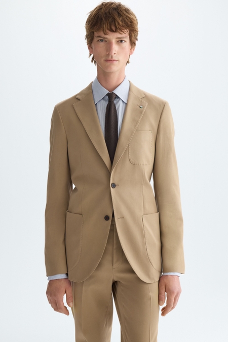 CHAQUETA DE TRAJE RELAXED FIT SARGA ALGODÓN