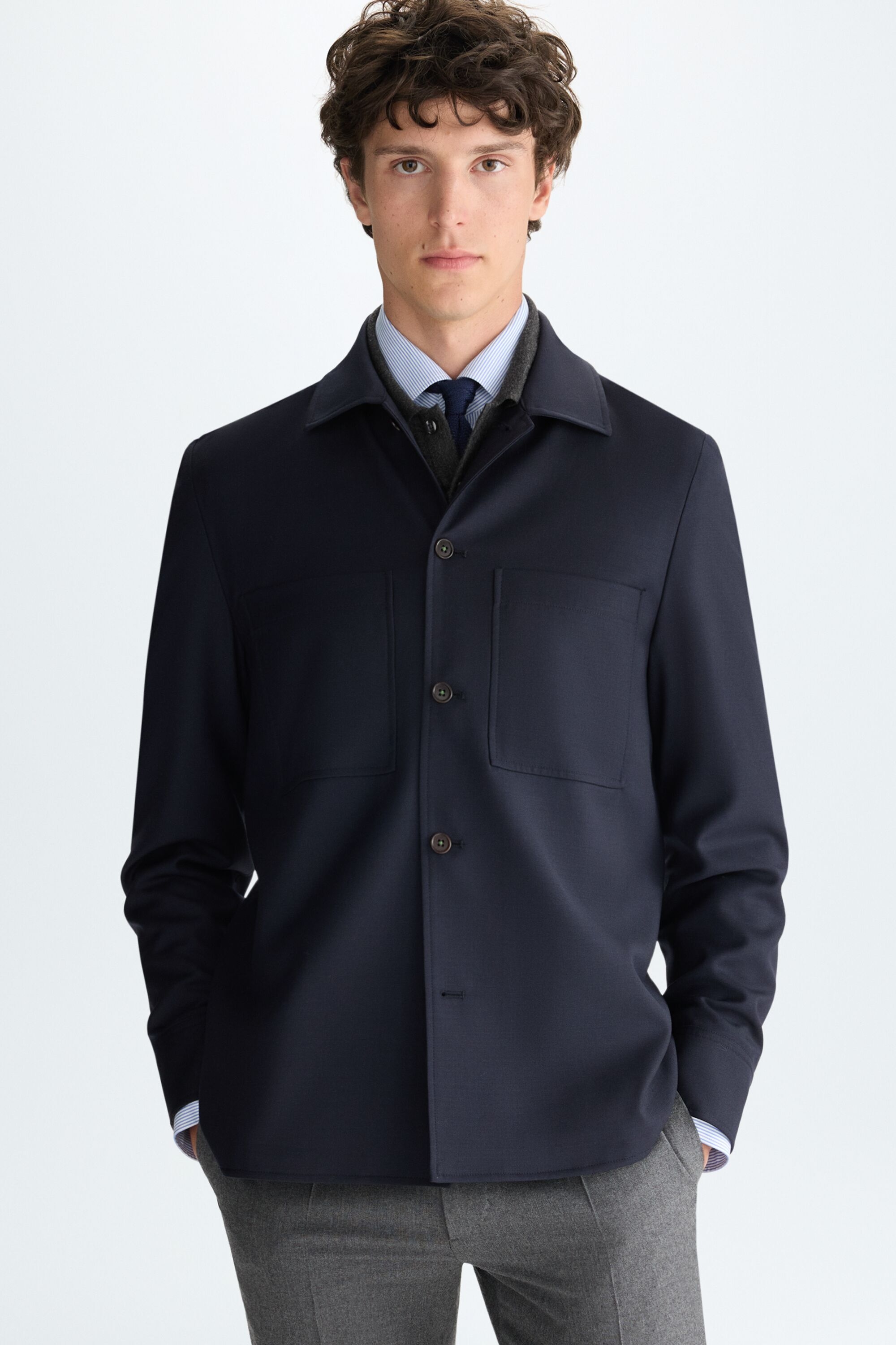 Wool twill overshirt