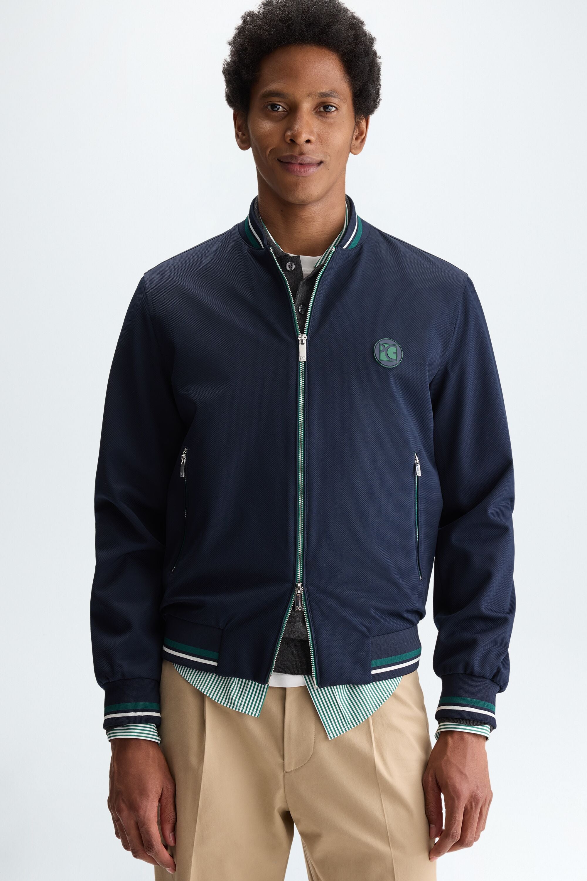 Textured technical bomber jacket navy - Purificacion Garcia United