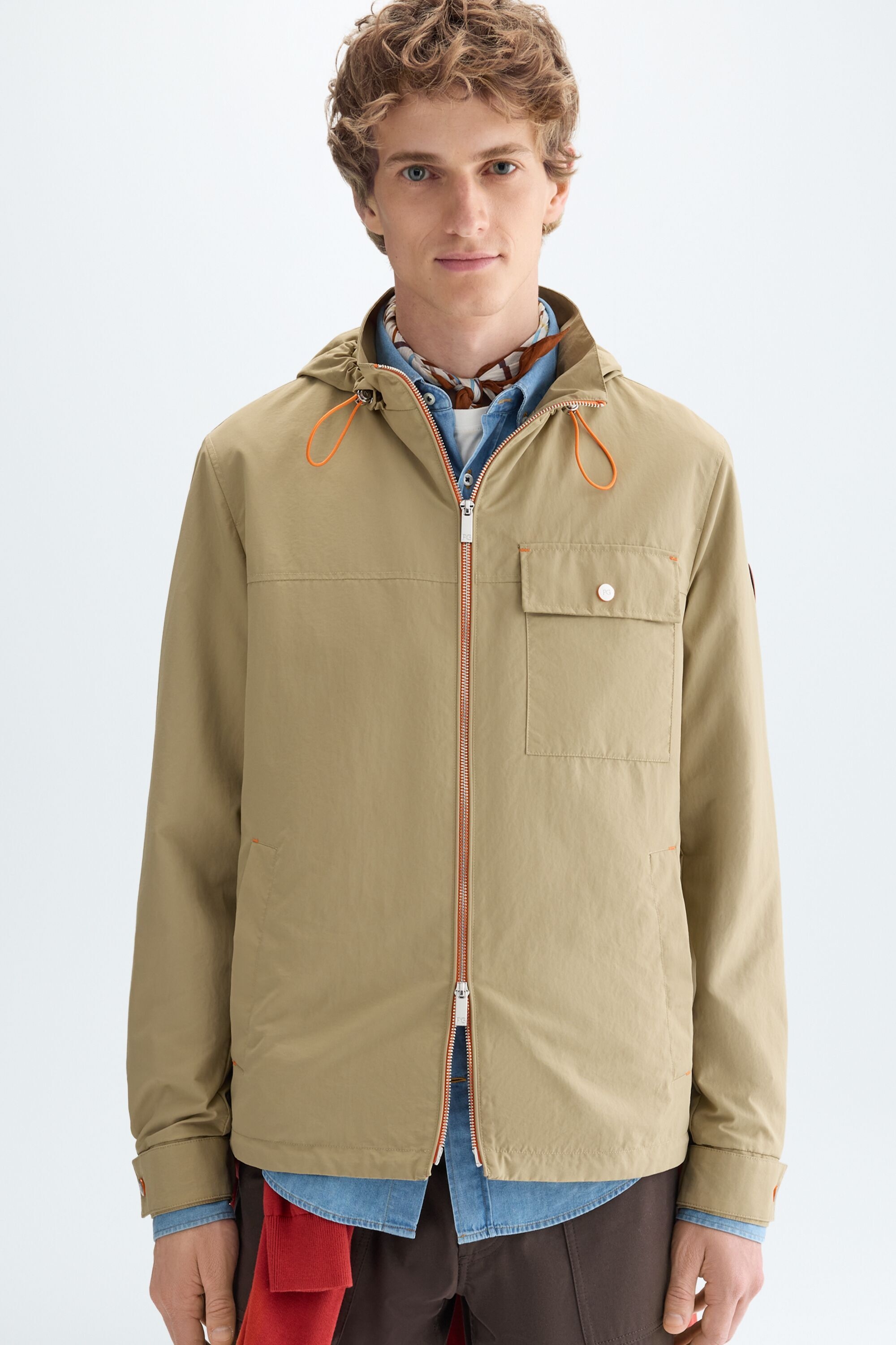 Hooded technical nylon jacket