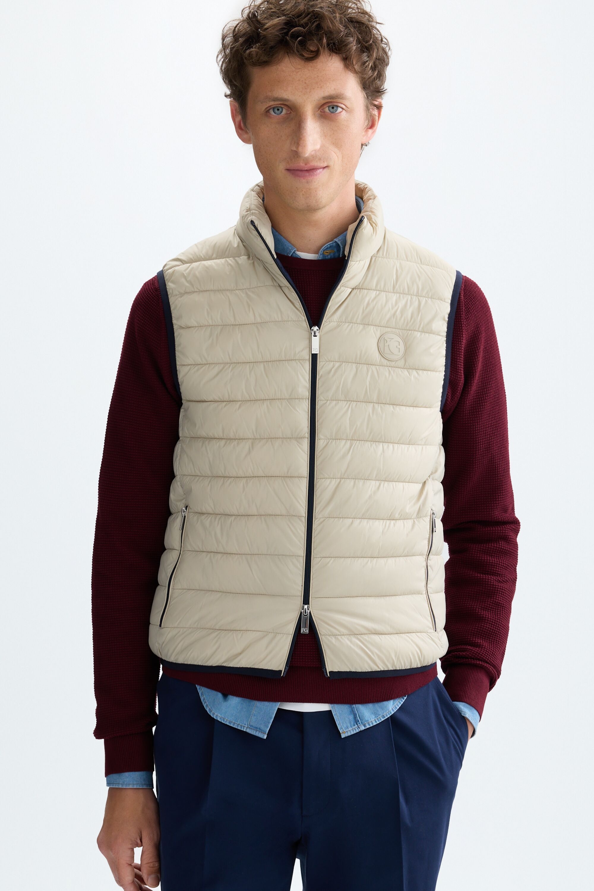 Quilted technical nylon gilet