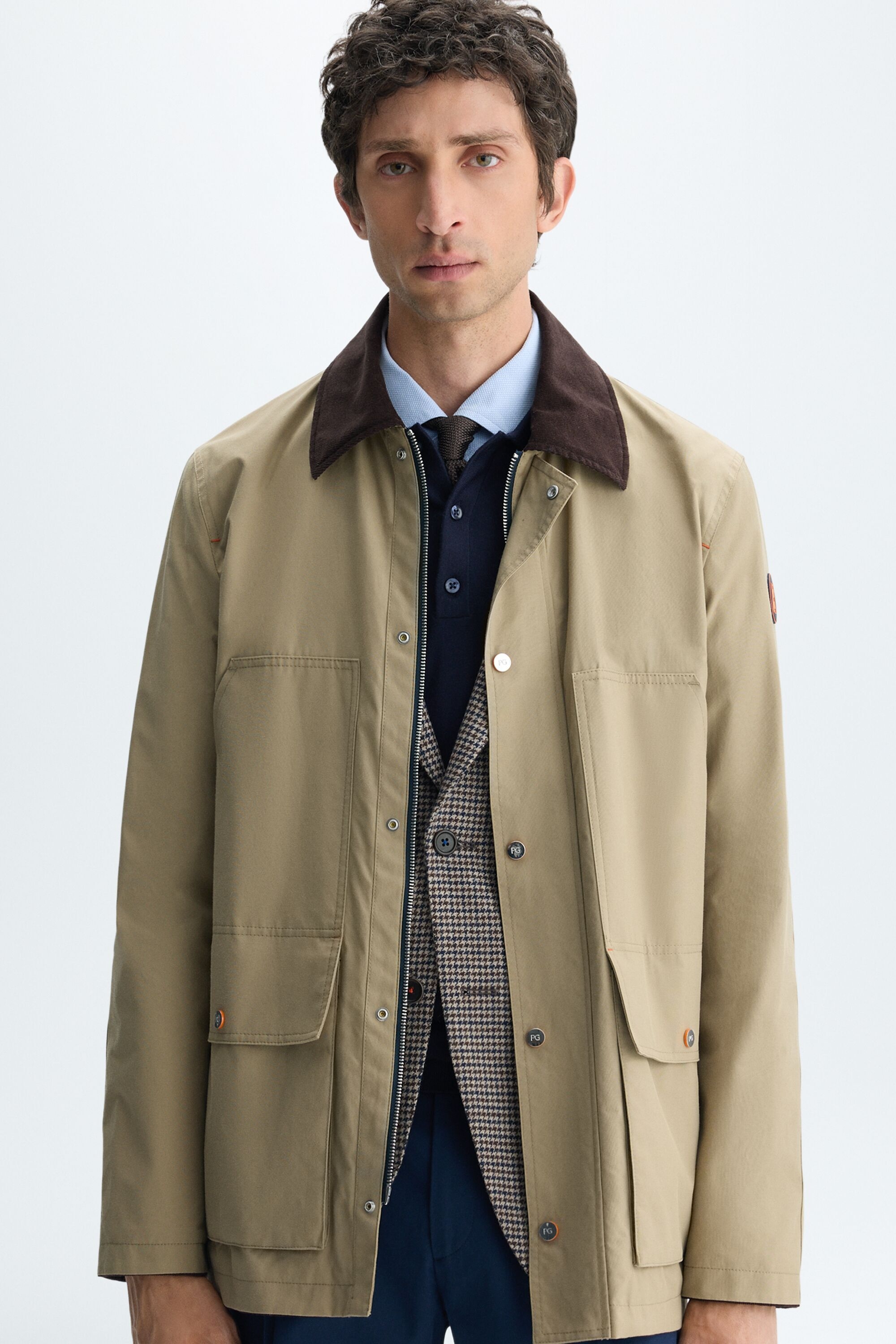 Technical cotton jacket with four pockets