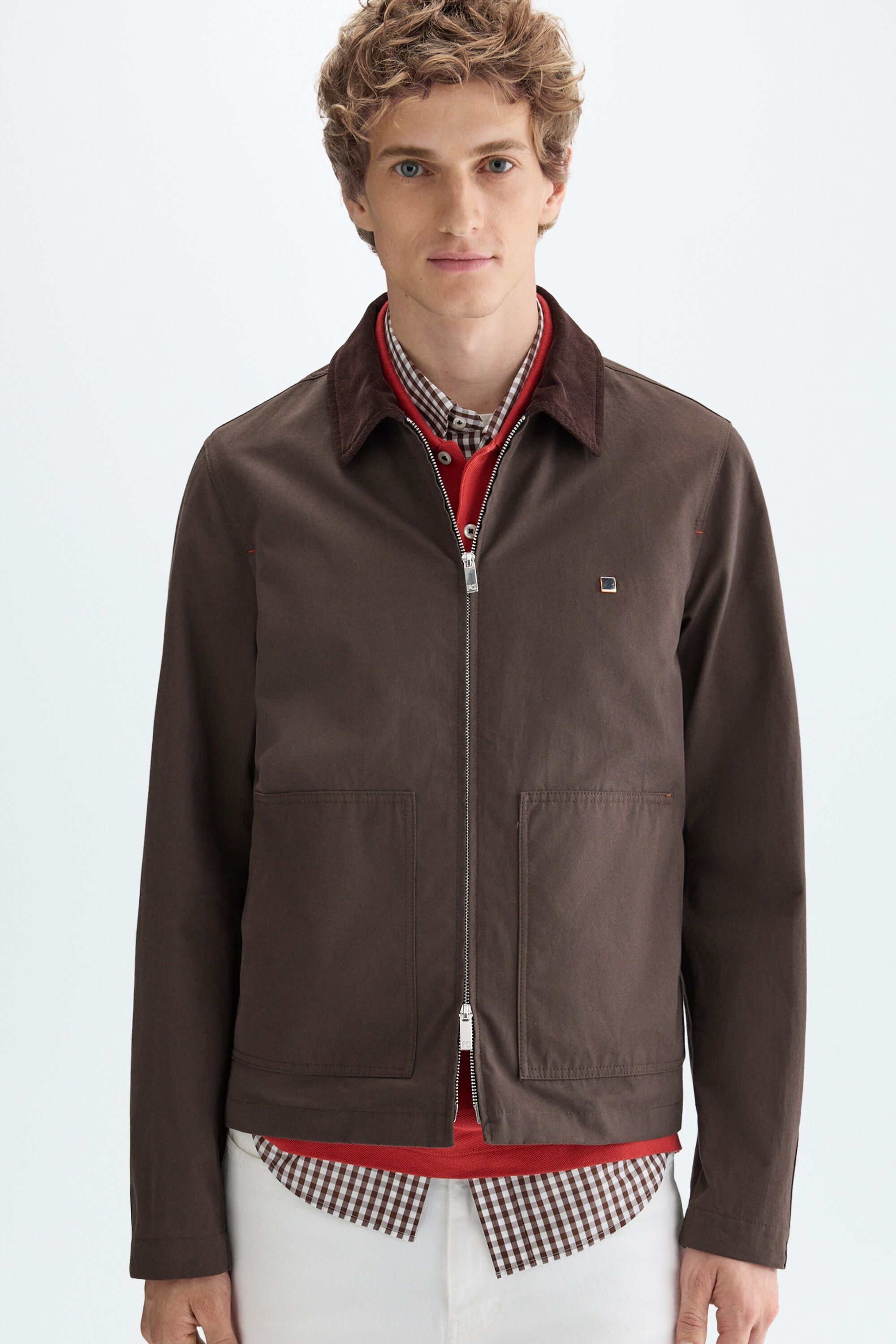 Technical cotton short jacket