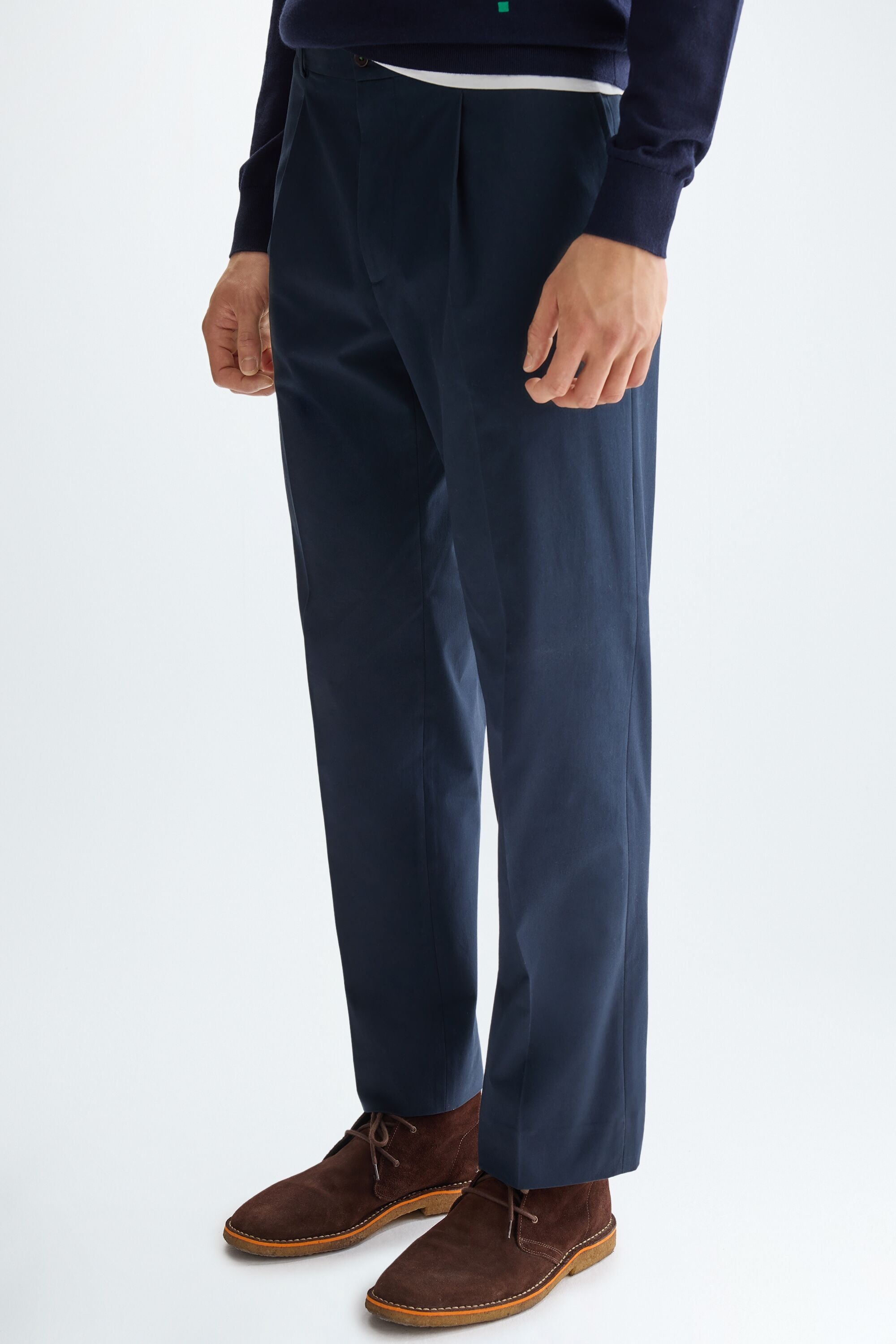 Cotton twill relaxed fit trousers