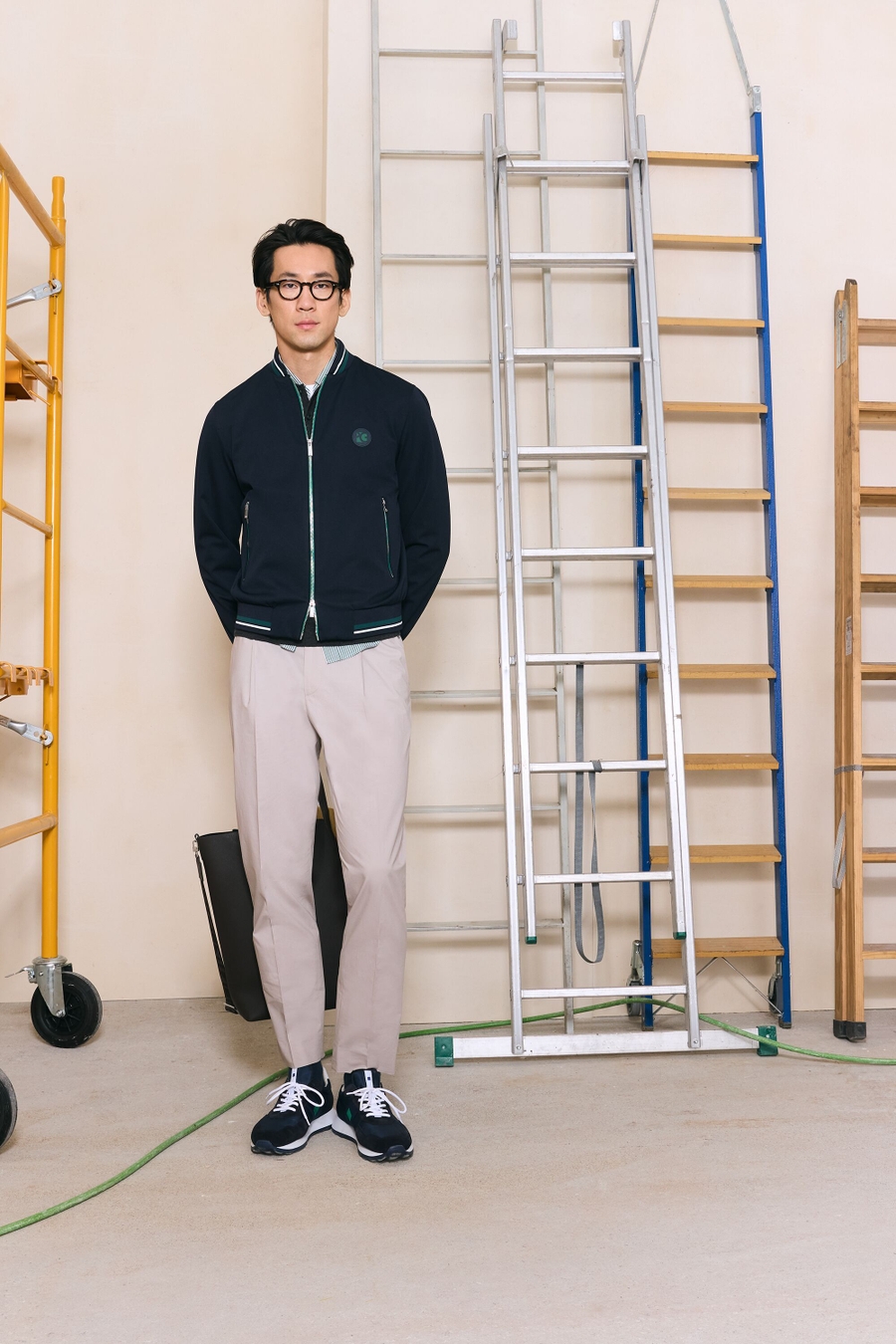 COTTON TWILL RELAXED FIT TROUSERS