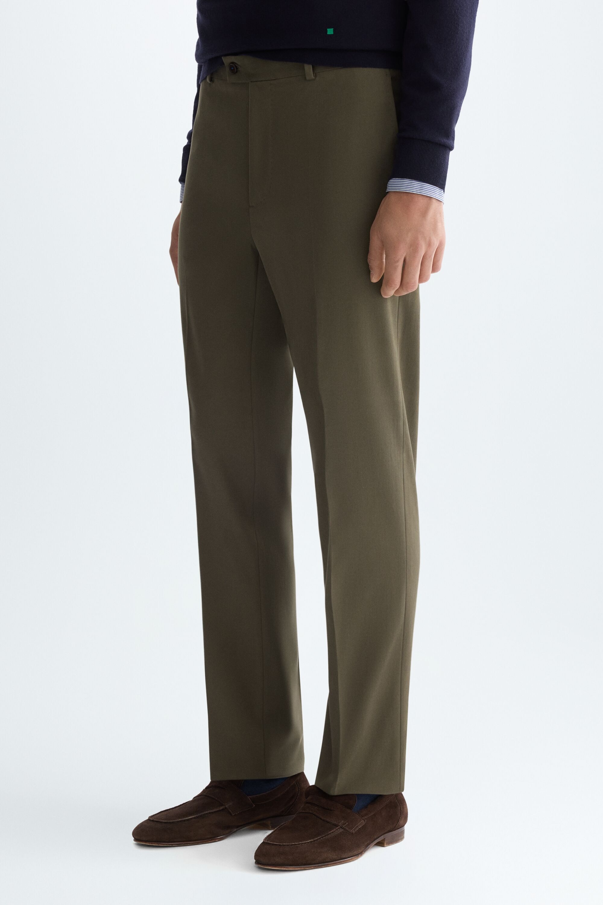 Cotton twill classic fit suit trousers