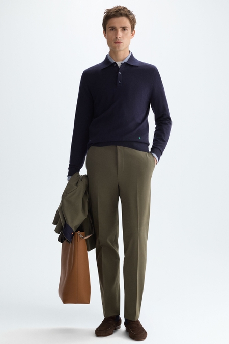 COTTON TWILL CLASSIC FIT SUIT TROUSERS