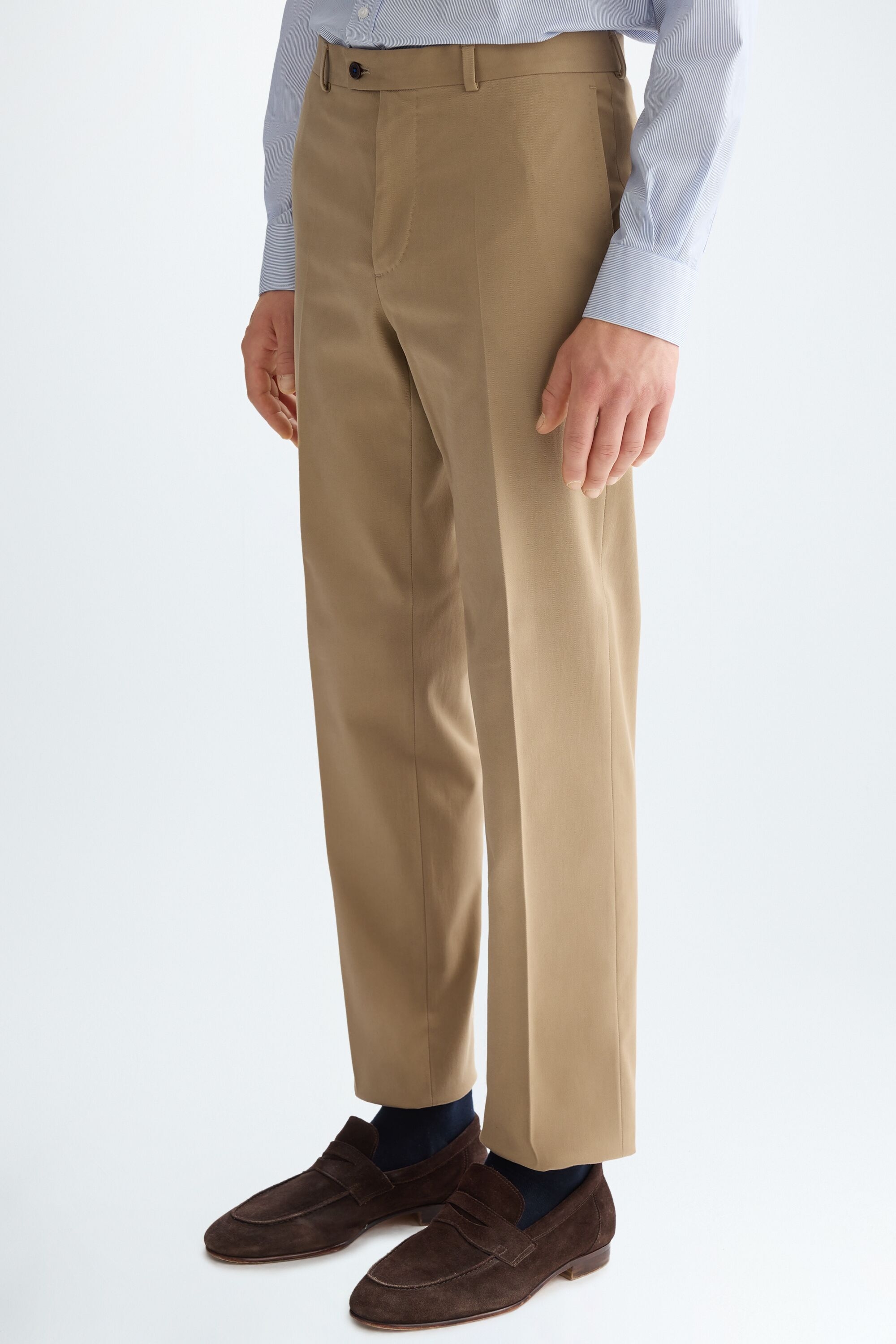 Cotton twill classic fit suit trousers