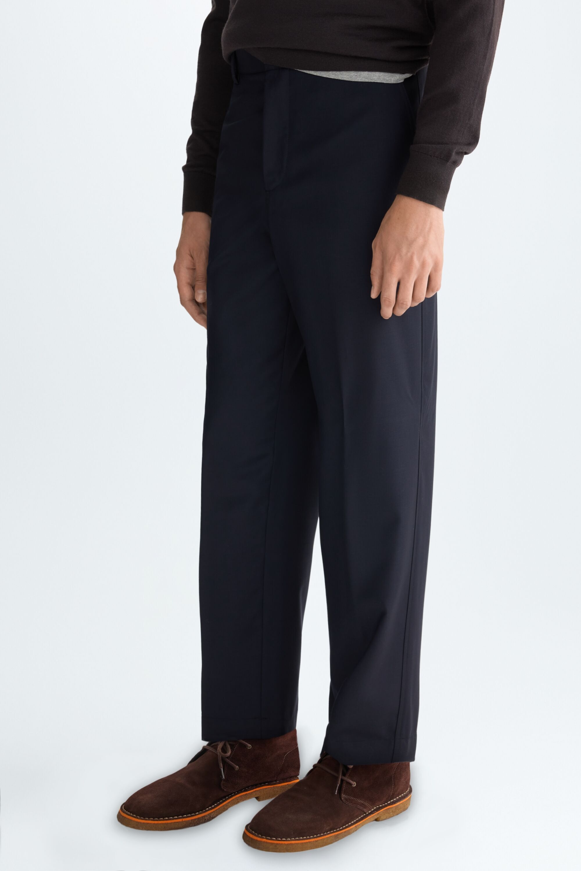 Textured wool relaxed fit trousers