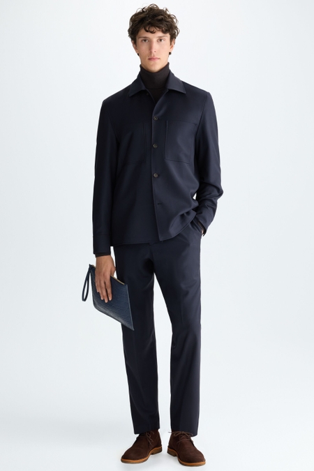 TEXTURED WOOL RELAXED FIT TROUSERS