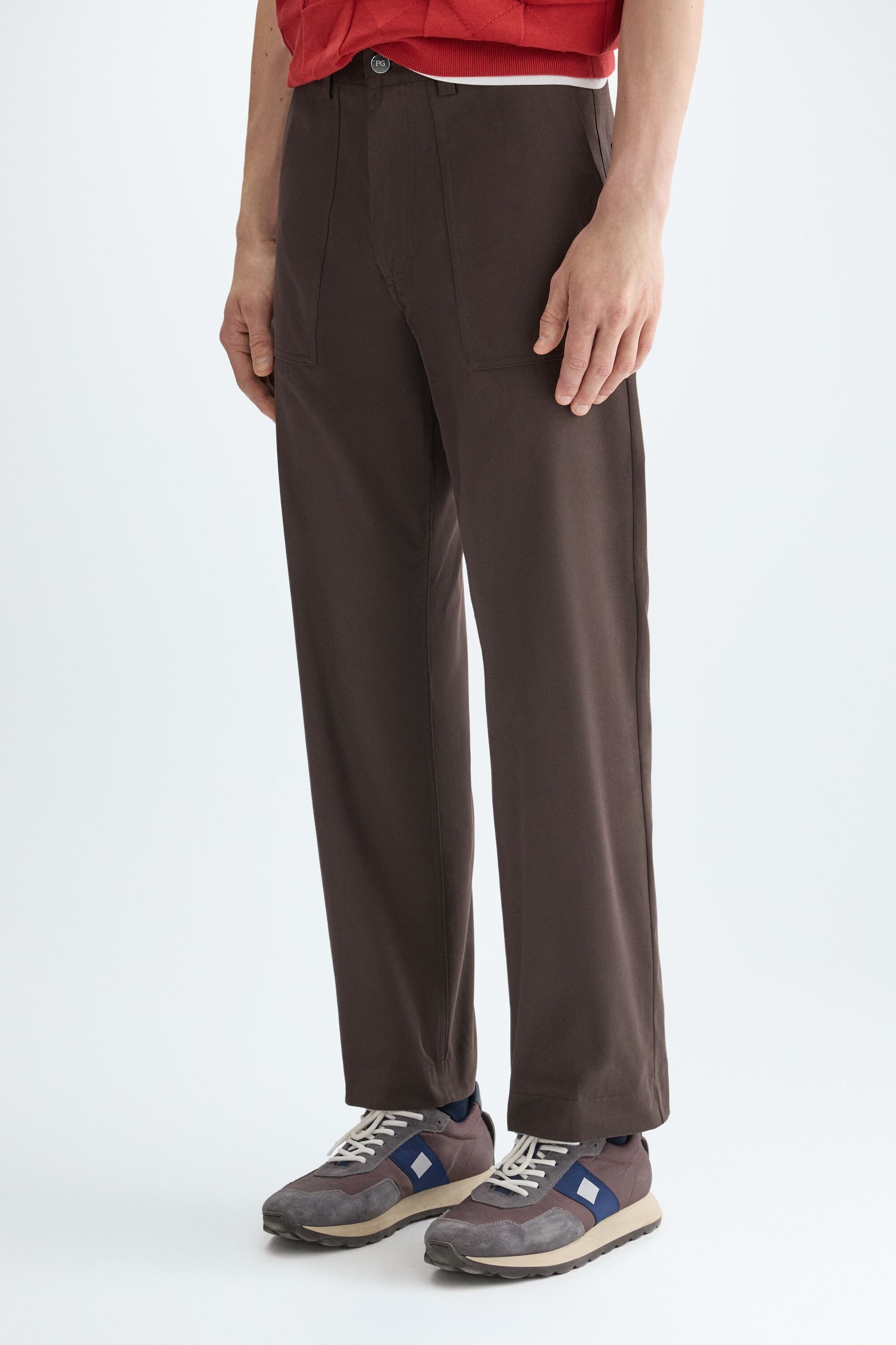 Cotton twill relaxed fit trousers