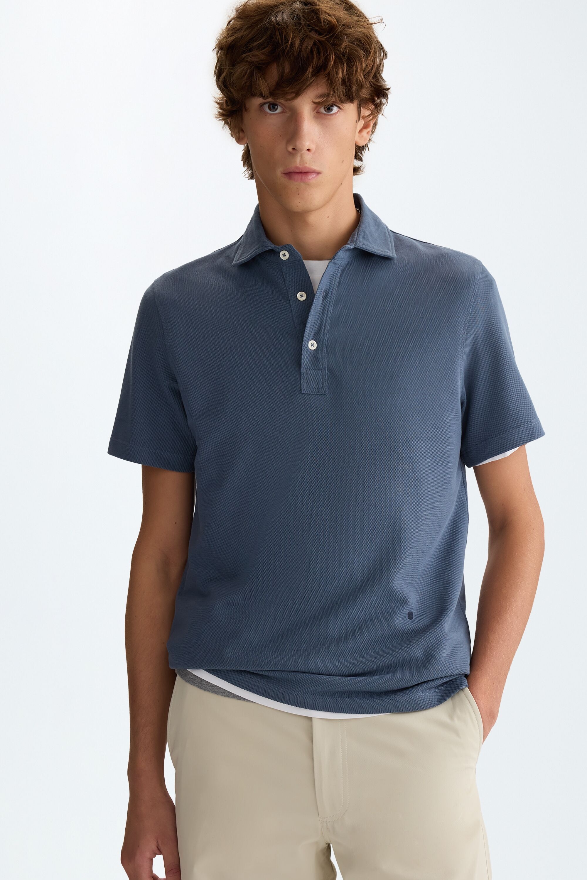 Spread collar piqué polo shirt