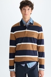 Striped jersey polo shirt