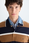 Striped jersey polo shirt
