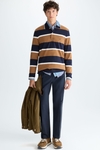 Striped jersey polo shirt