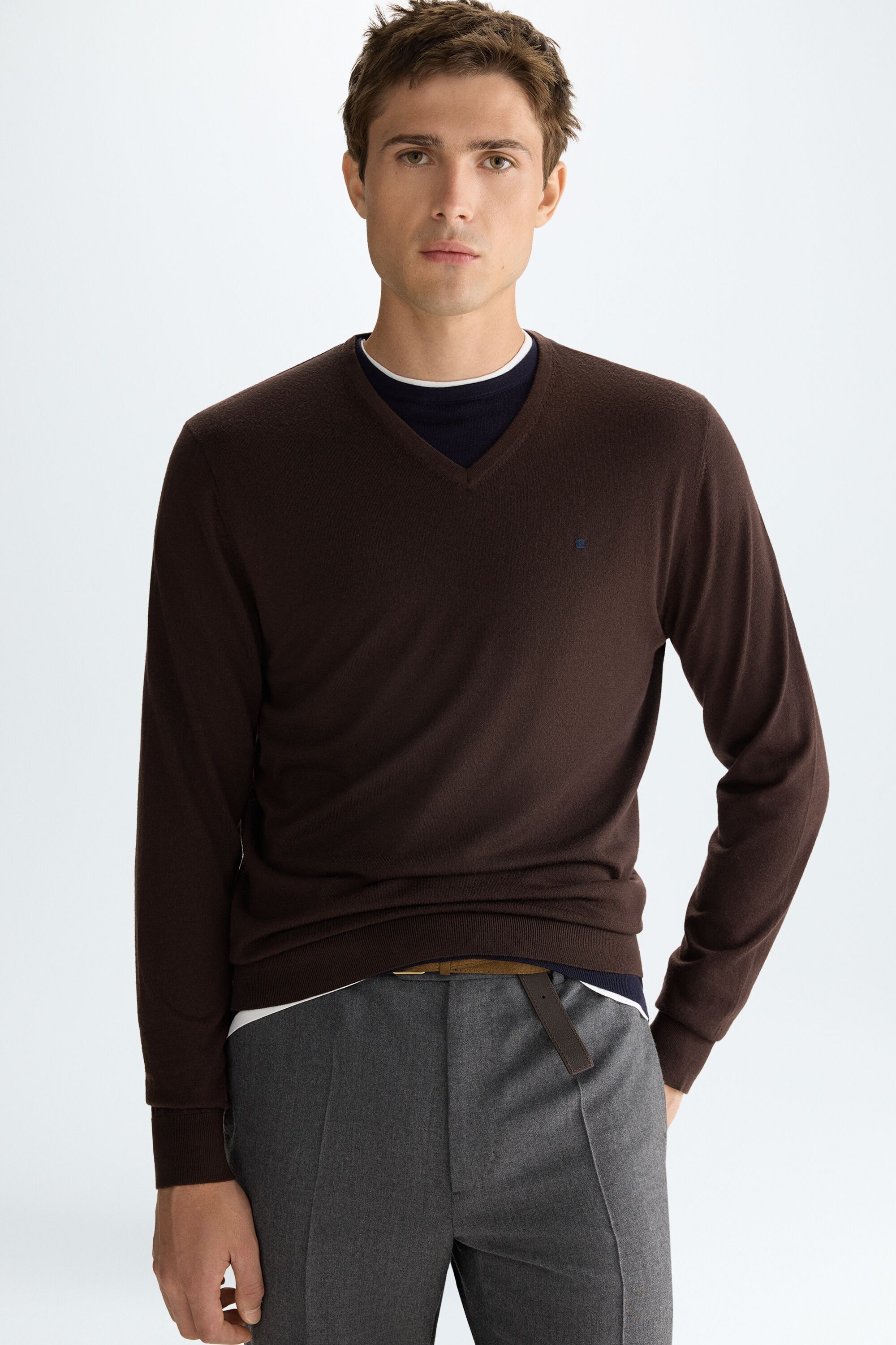Merino wool V-neck sweater